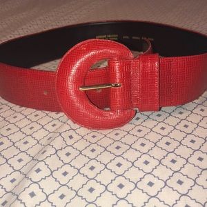 Red belt. Genuine leather. Size small.